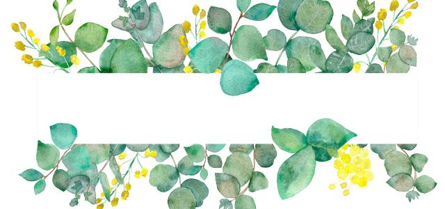 Watercolor Hand Painted Green Floral Banner